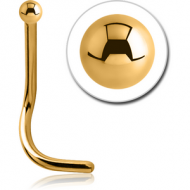 GOLD PVD COATED SURGICAL STEEL CURVED BALL NOSE STUD PIERCING