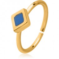 GOLD PVD COATED SURGICAL STEEL SEAMLESS RING WITH ENAMEL - RHOMBUS