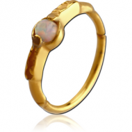 GOLD PVD COATED SURGICAL STEEL SYNTHETIC OPAL SEAMLESS RING PIERCING