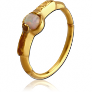 GOLD PVD COATED SURGICAL STEEL SYNTHETIC OPAL SEAMLESS RING