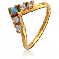 GOLD PVD COATED SURGICAL STEEL SYNTHETIC OPAL SEAMLESS RING