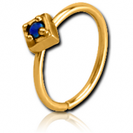 GOLD PVD COATED SURGICAL STEEL SYNTHETIC OPAL SEAMLESS RING