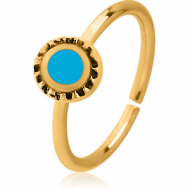 GOLD PVD COATED SURGICAL STEEL SEAMLESS RING WITH ENAMEL - CIRCLE PIERCING