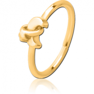 GOLD PVD COATED SURGICAL STEEL SEAMLESS RING - ANNULAR ECLIPSE AND STAR PIERCING