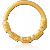 GOLD PVD COATED SURGICAL STEEL SEAMLESS RING PIERCING