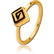 GOLD PVD COATED SURGICAL STEEL SEAMLESS RING - RHOMBUS PIERCING