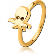 GOLD PVD COATED SURGICAL STEEL SEAMLESS RING - OCTOPUS