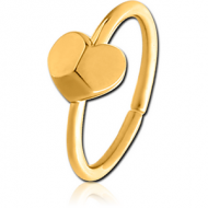 GOLD PVD COATED SURGICAL STEEL SEAMLESS RING - 3D HEART