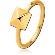 GOLD PVD COATED SURGICAL STEEL SEAMLESS RING - PYRAMID