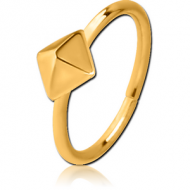 GOLD PVD COATED SURGICAL STEEL SEAMLESS RING - PYRAMID