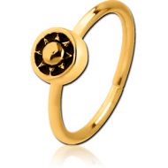 GOLD PVD COATED SURGICAL STEEL SEAMLESS RING - SUN IN CIRCLE PIERCING