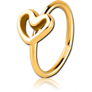 GOLD PVD COATED SURGICAL STEEL SEAMLESS RING - HEART