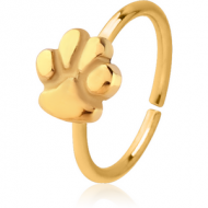 GOLD PVD COATED SURGICAL STEEL SEAMLESS RING - PAW PIERCING