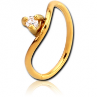 GOLD PVD COATED SURGICAL STEEL JEWELLED SEAMLESS RING