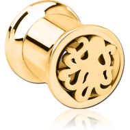 GOLD PVD COATED STAINLESS STEEL DOUBLE FLARED INTERNALLY CUT OUT THREADED TUNNEL - SQUID PIERCING