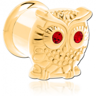 GOLD PVD COATED STAINLESS STEEL DOUBLE FLARED INTERNALLY THREADED TUNNEL - OWL PIERCING