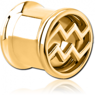 GOLD PVD COATED STAINLESS STEEL DOUBLE FLARED INTERNALLY THREADED TUNNEL - AQUARIUS PIERCING