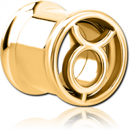 GOLD PVD COATED STAINLESS STEEL DOUBLE FLARED INTERNALLY THREADED TUNNEL -TAURUS