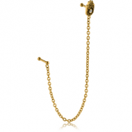 GOLD PVD COATED SURGICAL STEEL CARTILAGE CHAIN EARRING