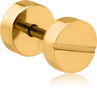 GOLD PVD COATED STAINLESS STEEL FAKE PLUG PIERCING