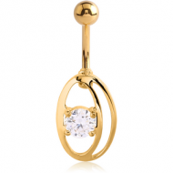 GOLD PVD COATED SURGICAL STEEL JEWELLED BANANA PIERCING