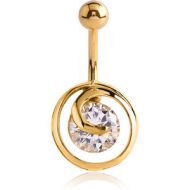GOLD PVD COATED SURGICAL STEEL JEWELLED BANANA PIERCING