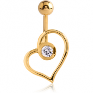 GOLD PVD COATED SURGICAL STEEL JEWELLED BANANA PIERCING
