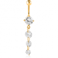 GOLD PVD COATED SURGICAL STEEL ROUND PRONG SET PIERCING