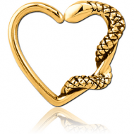 GOLD PVD COATED SURGICAL STEEL OPEN HEART SEAMLESS RING PIERCING