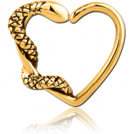 GOLD PVD COATED SURGICAL STEEL OPEN HEART SEAMLESS RING PIERCING