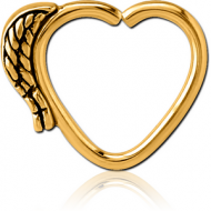 GOLD PVD COATED SURGICAL STEEL OPEN HEART SEAMLESS RING PIERCING