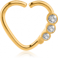 GOLD PVD COATED SURGICAL STEEL OPEN HEART SEAMLESS RING