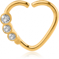 GOLD PVD COATED SURGICAL STEEL OPEN HEART SEAMLESS RING PIERCING