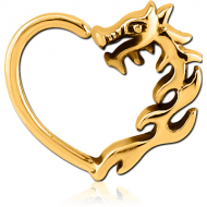 GOLD PVD COATED SURGICAL STEEL OPEN HEART SEAMLESS RING PIERCING