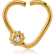 GOLD PVD COATED SURGICAL STEEL OPEN HEART SEAMLESS RING PIERCING
