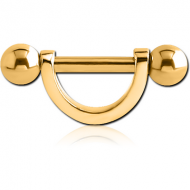GOLD PVD COATED SURGICAL STEEL HELIX SHIELD WITH BALLS