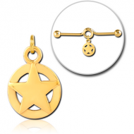 GOLD PVD COATED SURGICAL STEEL CHARM FOR INDUSTRIAL BARBELL