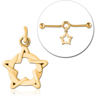 GOLD PVD COATED SURGICAL STEEL CHARM FOR INDUSTRIAL BARBELL