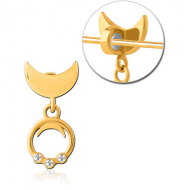 GOLD PVD COATED SURGICAL STEEL SLIDING JEWELLED CHARM FOR INDUSTRIAL BARBELL