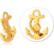 GOLD PVD COATED SURGICAL STEEL ATTACHMENT FOR 1.6MM INTERNALLY THREADED PINS - ANCHOR PIERCING