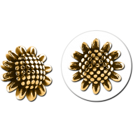 GOLD PVD COATED SURGICAL STEEL ATTACHMENT FOR 1.6MM INTERNALLY THREADED PINS - SUNFLOWER PIERCING