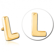 GOLD PVD COATED SURGICAL STEEL ATTACHMENT FOR 1.6MM INTERNALLY THREADED PINS - L PIERCING