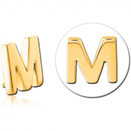 GOLD PVD COATED SURGICAL STEEL ATTACHMENT FOR 1.6MM INTERNALLY THREADED PINS - M PIERCING