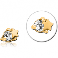 GOLD PVD COATED SURGICAL STEEL JEWELLED ATTACHMENT FOR 1.6MM INTERNALLY THREADED PINS - STAR AND GEM PIERCING