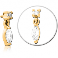 GOLD PVD COATED SURGICAL STEEL JEWELLED MICRO ATTACHMENT FOR 1.6MM INTERNALLY THREADED PINS PIERCING