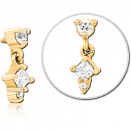 GOLD PVD COATED SURGICAL STEEL JEWELLED MICRO ATTACHMENT FOR 1.6MM INTERNALLY THREADED PINS PIERCING