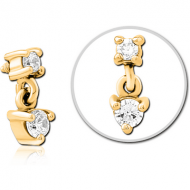GOLD PVD COATED SURGICAL STEEL JEWELLED MICRO ATTACHMENT FOR 1.6MM INTERNALLY THREADED PINS PIERCING