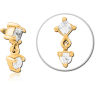 GOLD PVD COATED SURGICAL STEEL JEWELLED MICRO ATTACHMENT FOR 1.6MM INTERNALLY THREADED PINS PIERCING