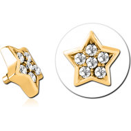 GOLD PVD COATED SURGICAL STEEL JEWELLED ATTACHMENT FOR 1.6MM INTERNALLY THREADED PINS - STAR PIERCING