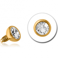 GOLD PVD COATED SURGICAL STEEL SWAROVSKI CRYSTAL JEWELLED BALL FOR 1.2MM INTERNALLY THREADED PINS PIERCING